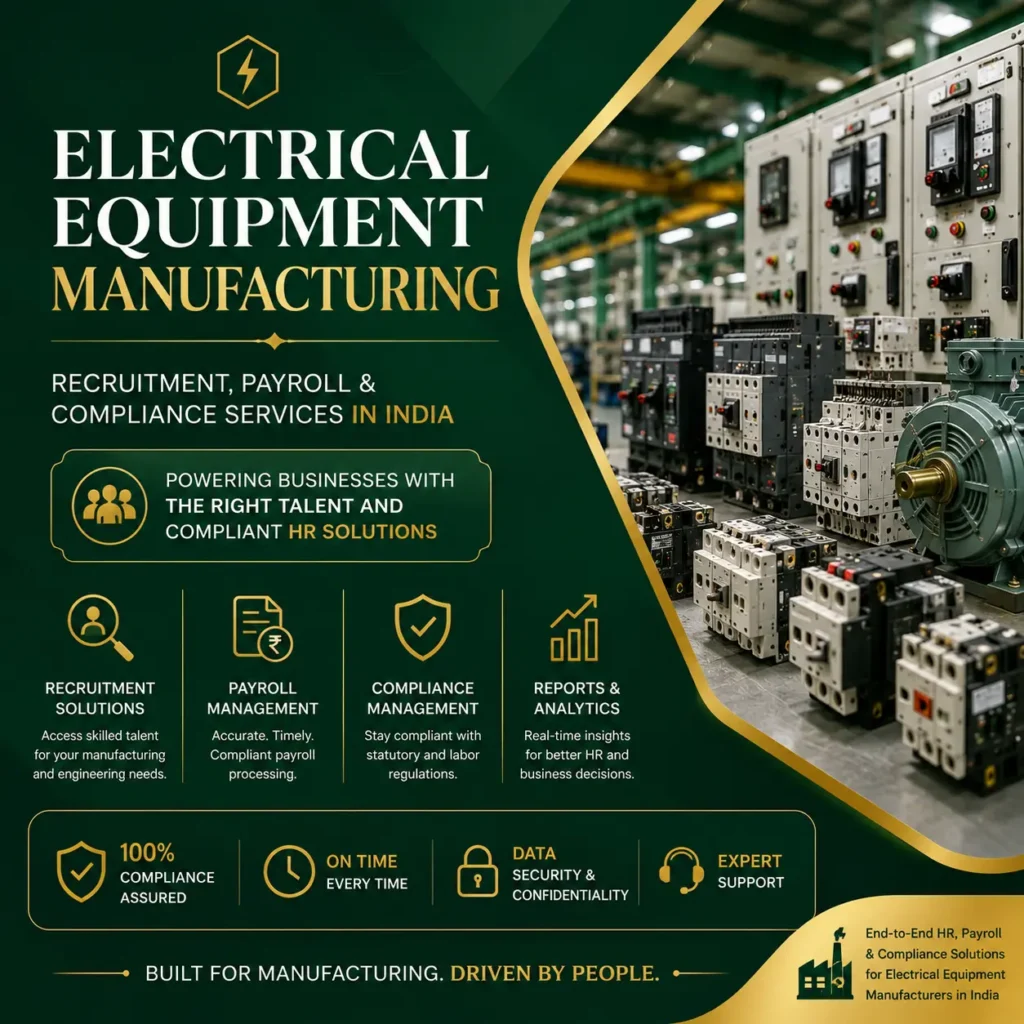Electrical Equipment Manufacturing Recruitment, Payroll and Compliance Services in India