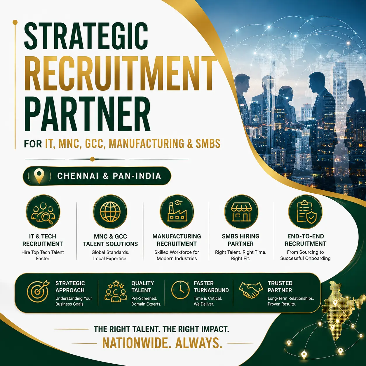 Strategic Recruitment Partner for IT, MNC, GCC, Manufacturing & SMBs Chennai & Pan-India